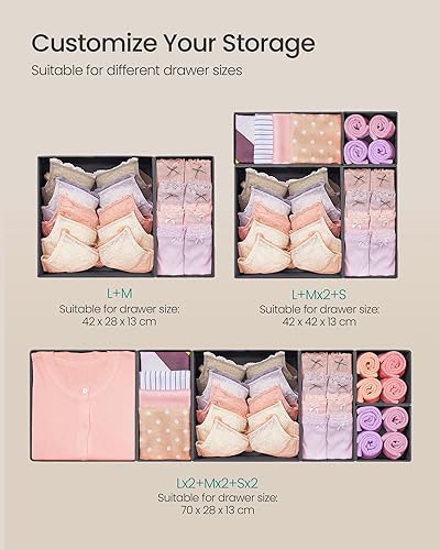 Miniatura 5 de Songmics URDZ006G03 Organizador de cajones, para aparador, juego de 12, contenedores plegables de tela para calcetines, ropa interior, brasieres,