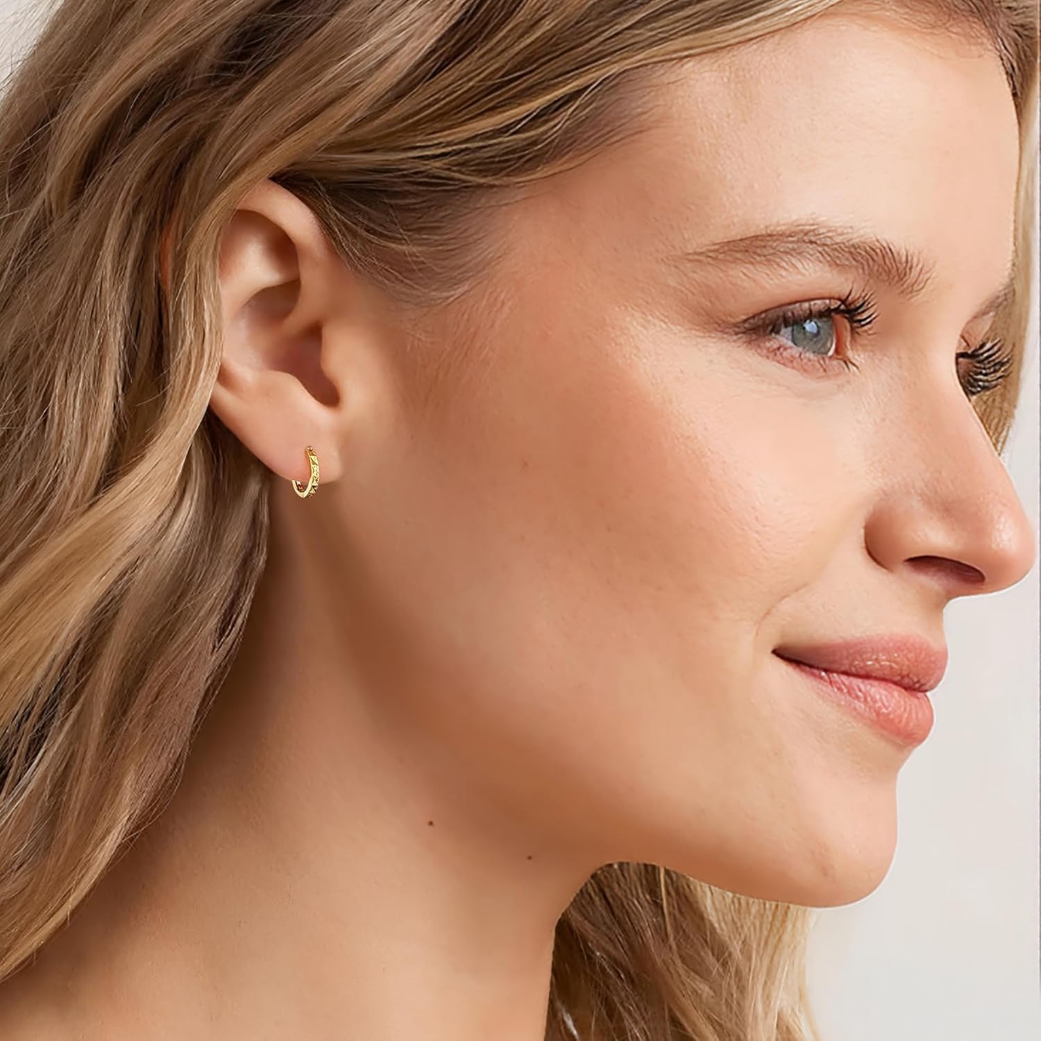 DAILY VIBES Small Gold Huggie Earrings for Women 14K Gold Plated Hypoallergenic Dainty Mini Cubic Zirconia Star Cross Cartilage Hoop Earrings - Image 3