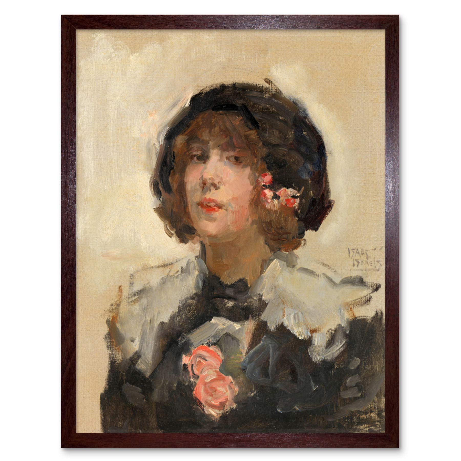 Artery8 Isaac Israels Portrait Of A Woman Painting Art Print Framed Poster Wall Decor 12x16 inch