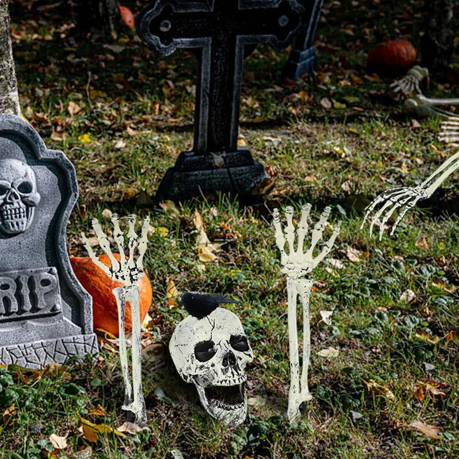 TRAHOO-Lot De 3 Squelettes De Décoration D'Halloween Avec Fausse Tête