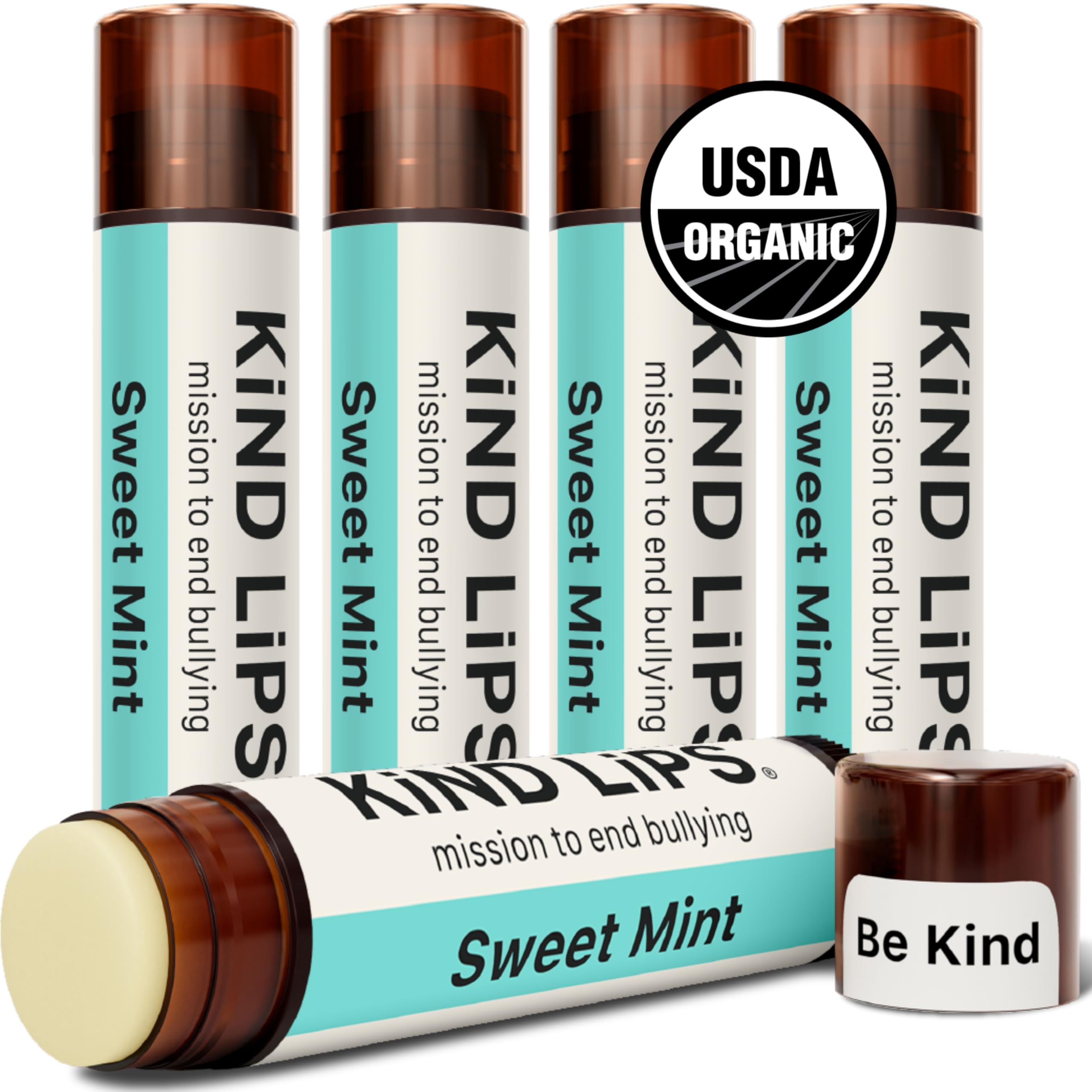 Kind Lips Sweet Mint Organic Lip Balm Natural Moisturizing Lip Care 5 Pack