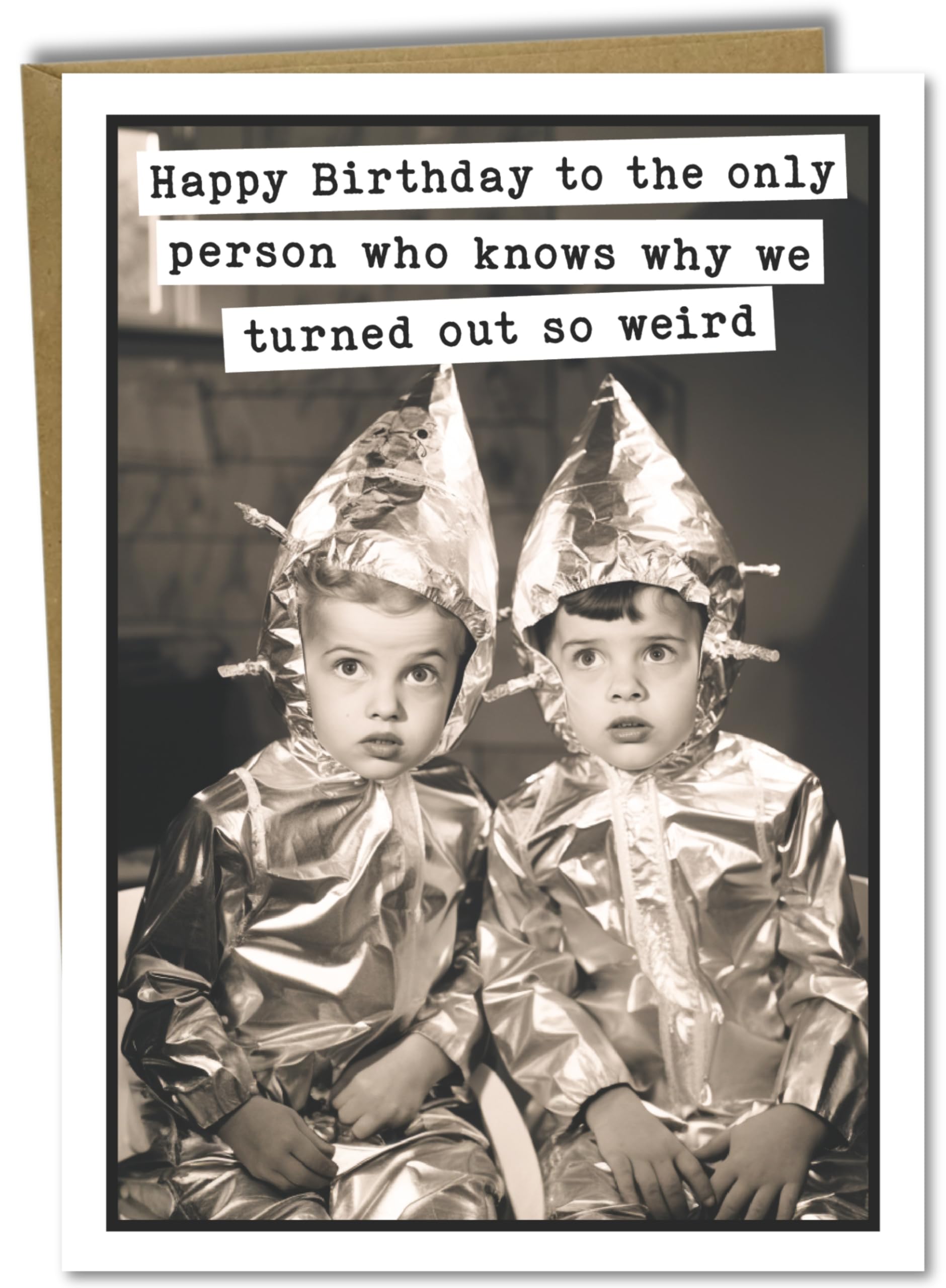 Katie Doodle - Funny Sister Birthday Card from Brother (Handmade in USA) - Funny Brother Birthday Card from Sister, Mom, Dad, Father, Mother, Parents (Blank Inside) with Kraft Envelope (Peel-Seal)