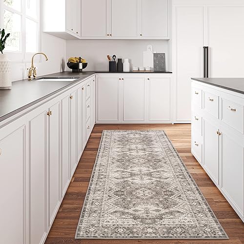 Miniatura 4 de Rugland Alfombra de pasillo de 2 pies 6 x 6 pies, resistente a las manchas, alfombra de pasillo con parte trasera antideslizante, alfombras tribales