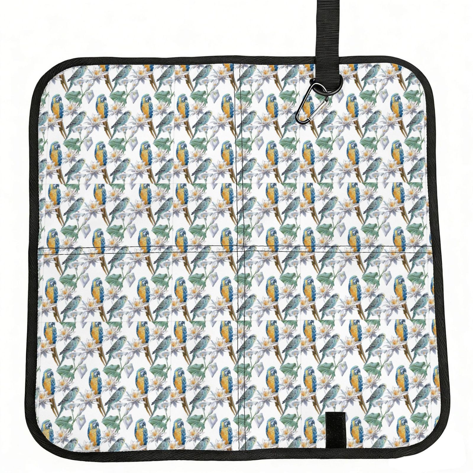 SDEGTHO Parrots on Branches Printed Foldable Seat Pad with Closure, Lightweight Cushion for Airplane Travel Camping