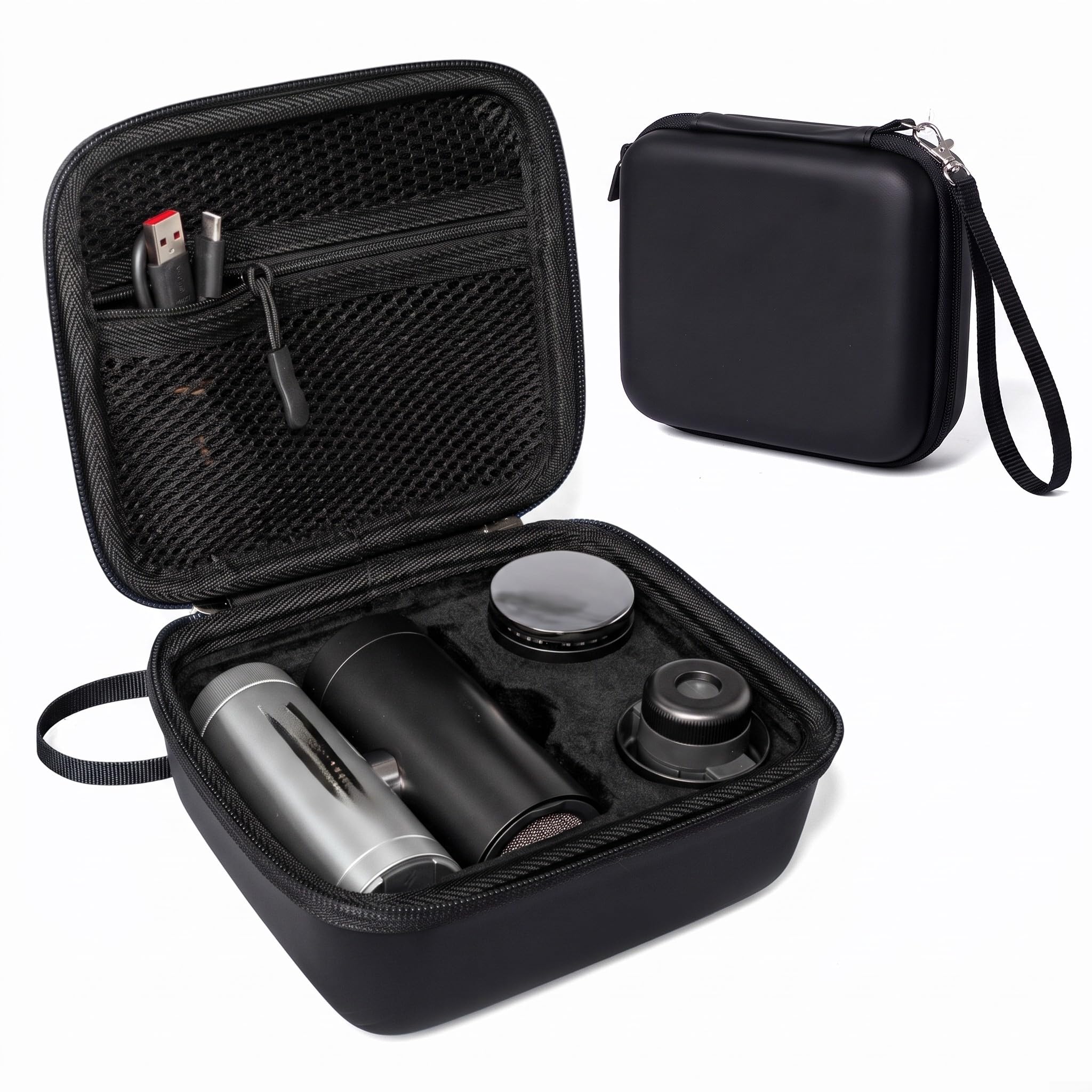 Hard Carrying Case for Shark ChillPill FA02X Cooling Fan, Waterproof Travel Organizer with Mesh Pocket, Protective Storage Box 17.7x15x8.5cm(Black)