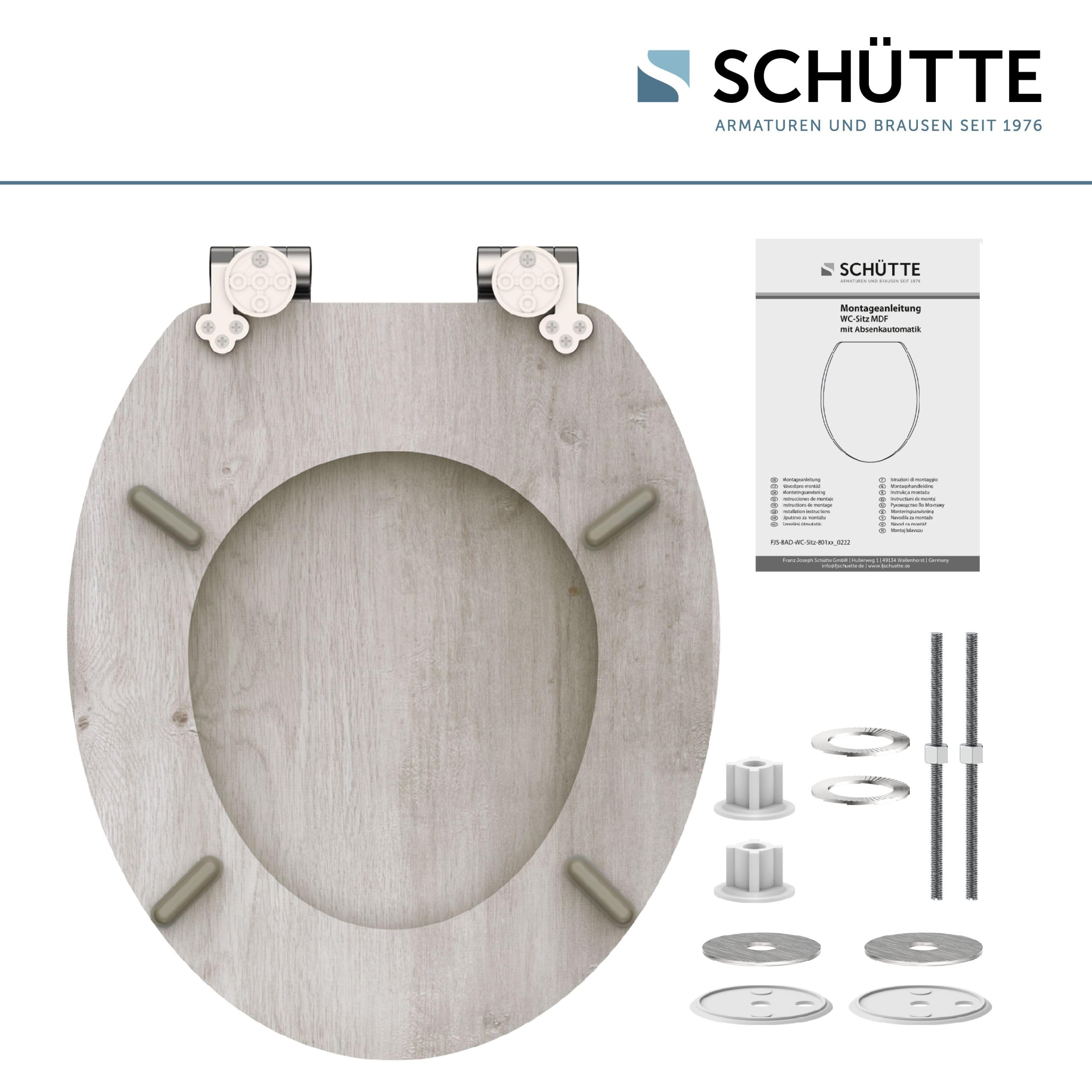 SCHÜTTE LIGHTWOOD Siège de WC avec abaissement automatique en bois, siège de toilettes avec abattant de toilettes, abattant de toilettes motif (charge maximale de la lunette 150 kg), couleur bois