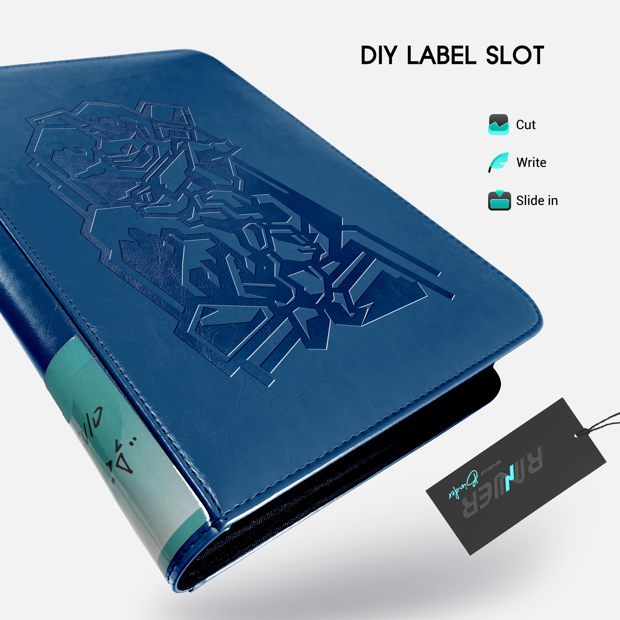 Douper Card Binder for Pokemon Cards 9 Pocket 360 Trading Cards Games Collection Holder Book Folder with Customizable Label Slot and Side-Loading Sleeves (Blue) - Image 4