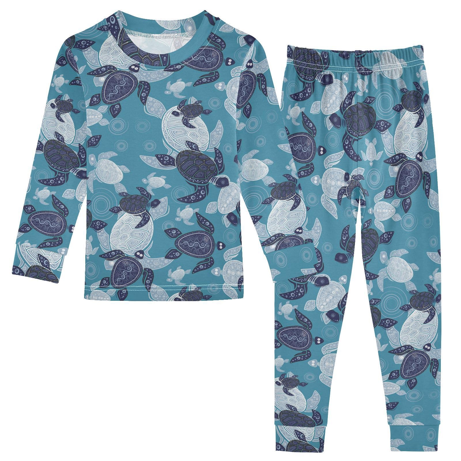 JHKKU Sea Turtles Pajamas Set Cotton 2 Piece Soft Comfy Pjs Long Sleeve Lounge Sleepwear 24M