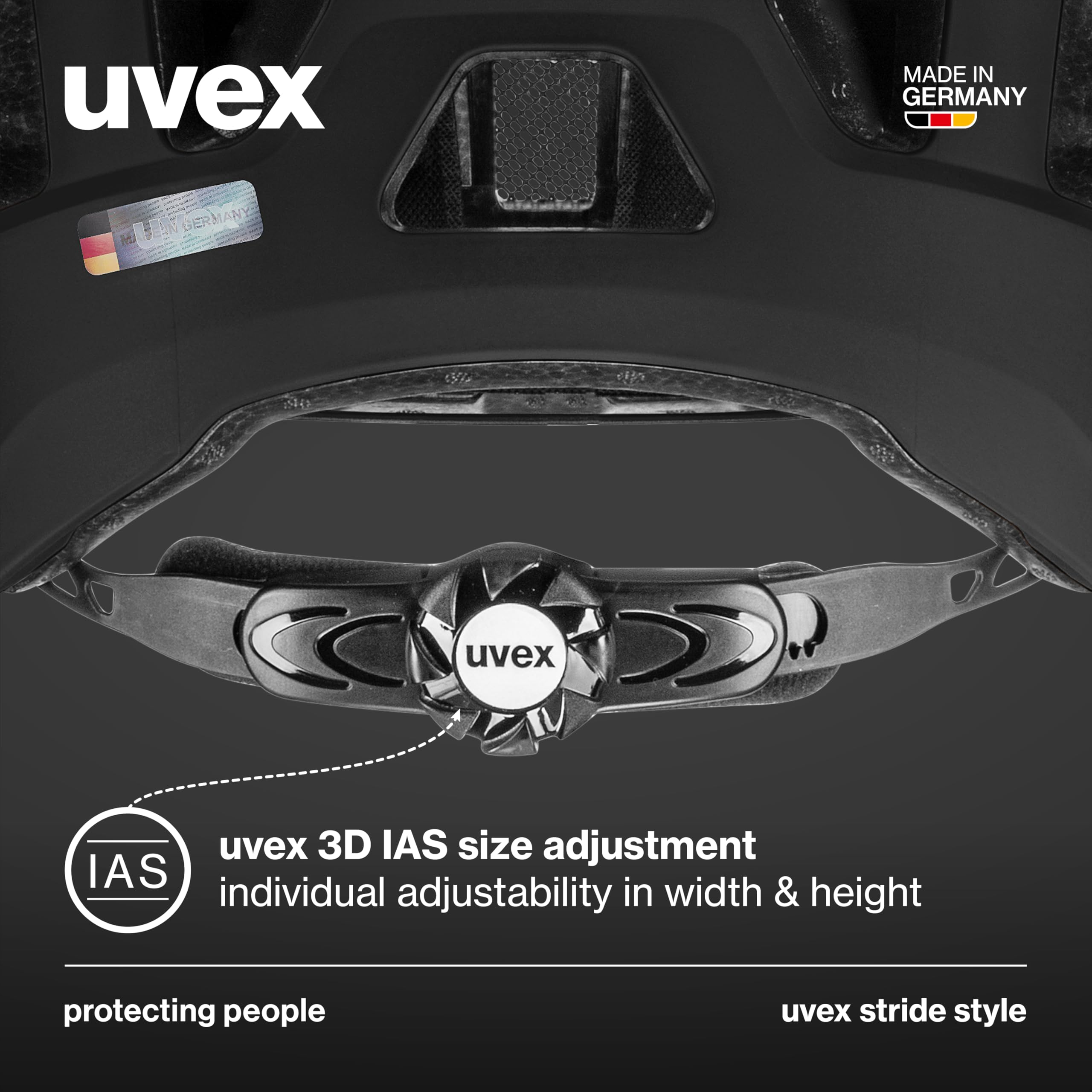 uvex stride style - wytrzymały kask do jazdy miejskiej unisex - indywidualna regulacja wielkości - możliwość zainstalowania światła LED - black matt - 59-61 cm