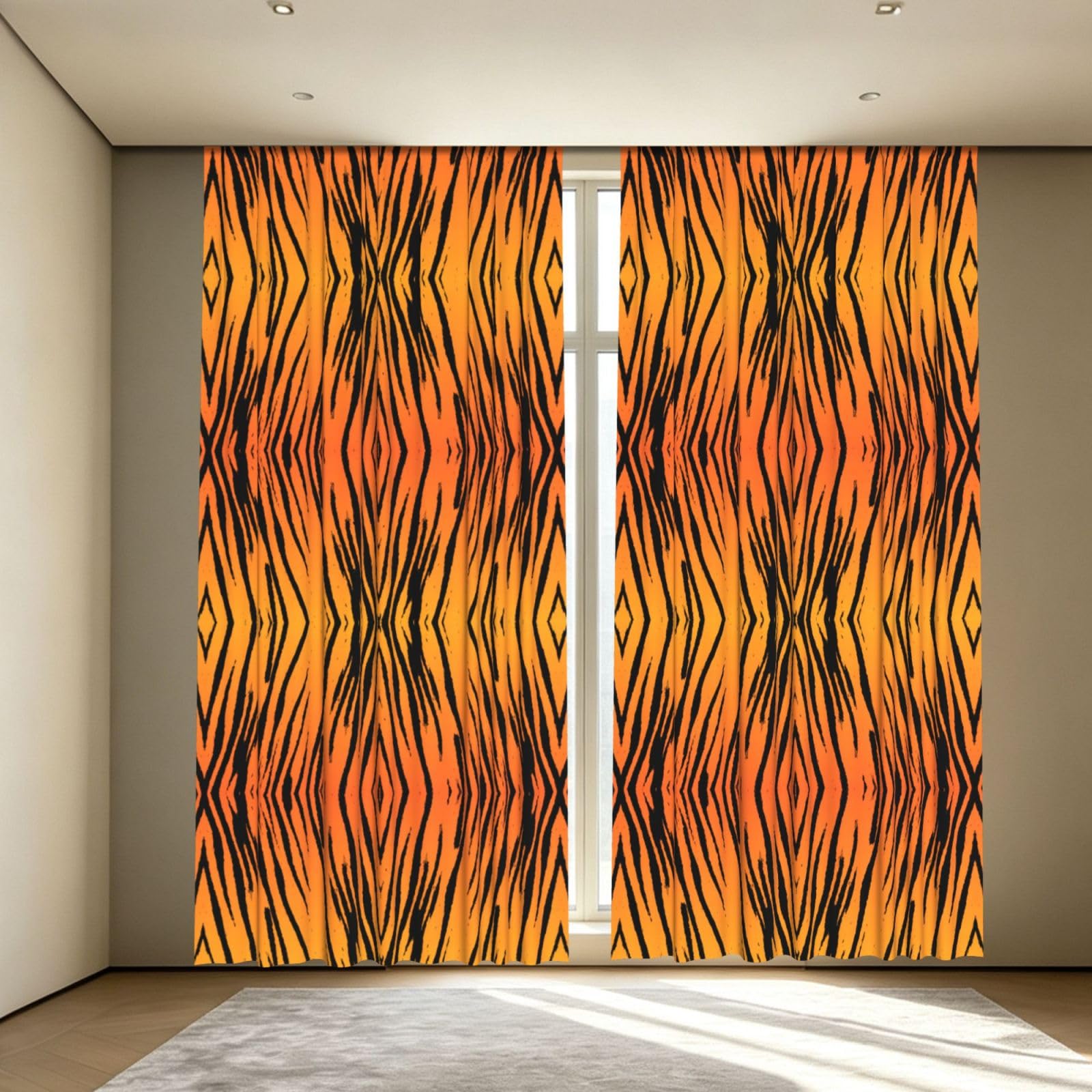 Yyoretp Tiger Stripe Print Blackout Curtains for Living Room Bedroom Thermal Insulated Window Drapes.