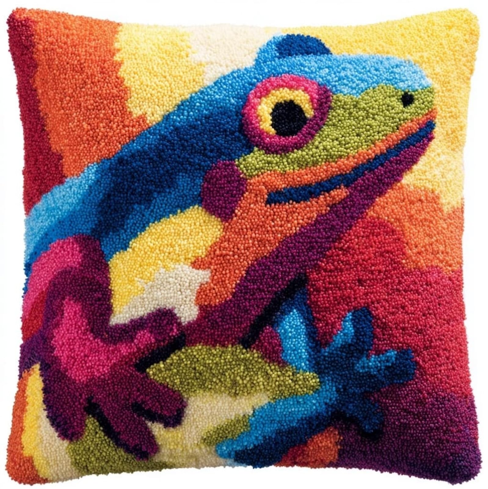 WallustrioaW Latch Hook Cushion Kit 43x43cm,Animal Lizard