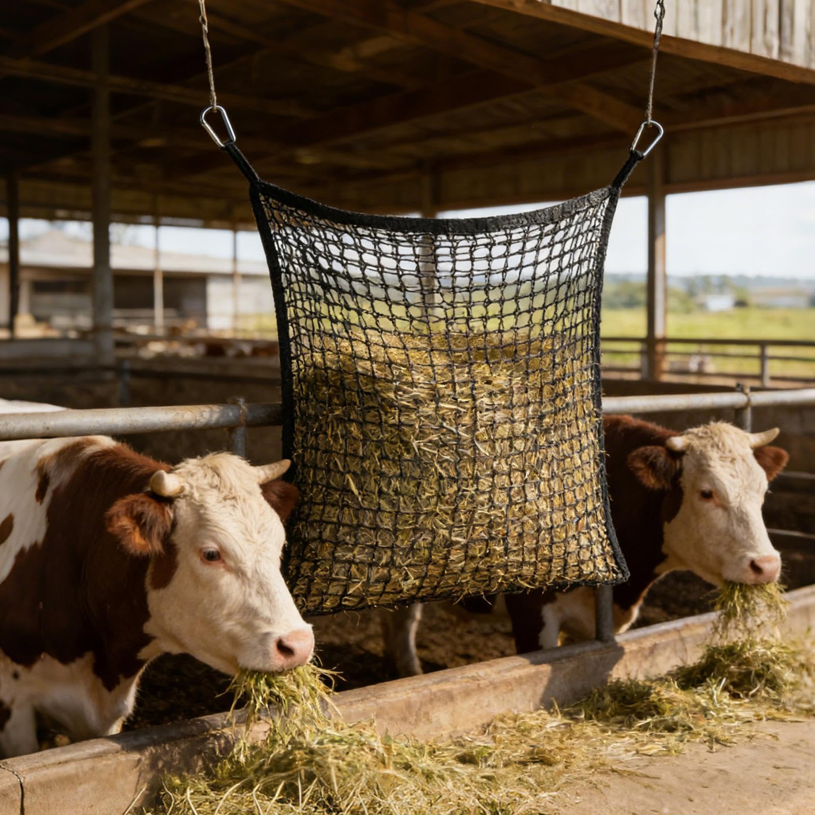 de Heno Bolsa de 0,9 x 0,8 m con Correas | Red para Heno de Rudo para Ovejas, Ganado, Establos, Paseos a Caballo, Transporte, Granja