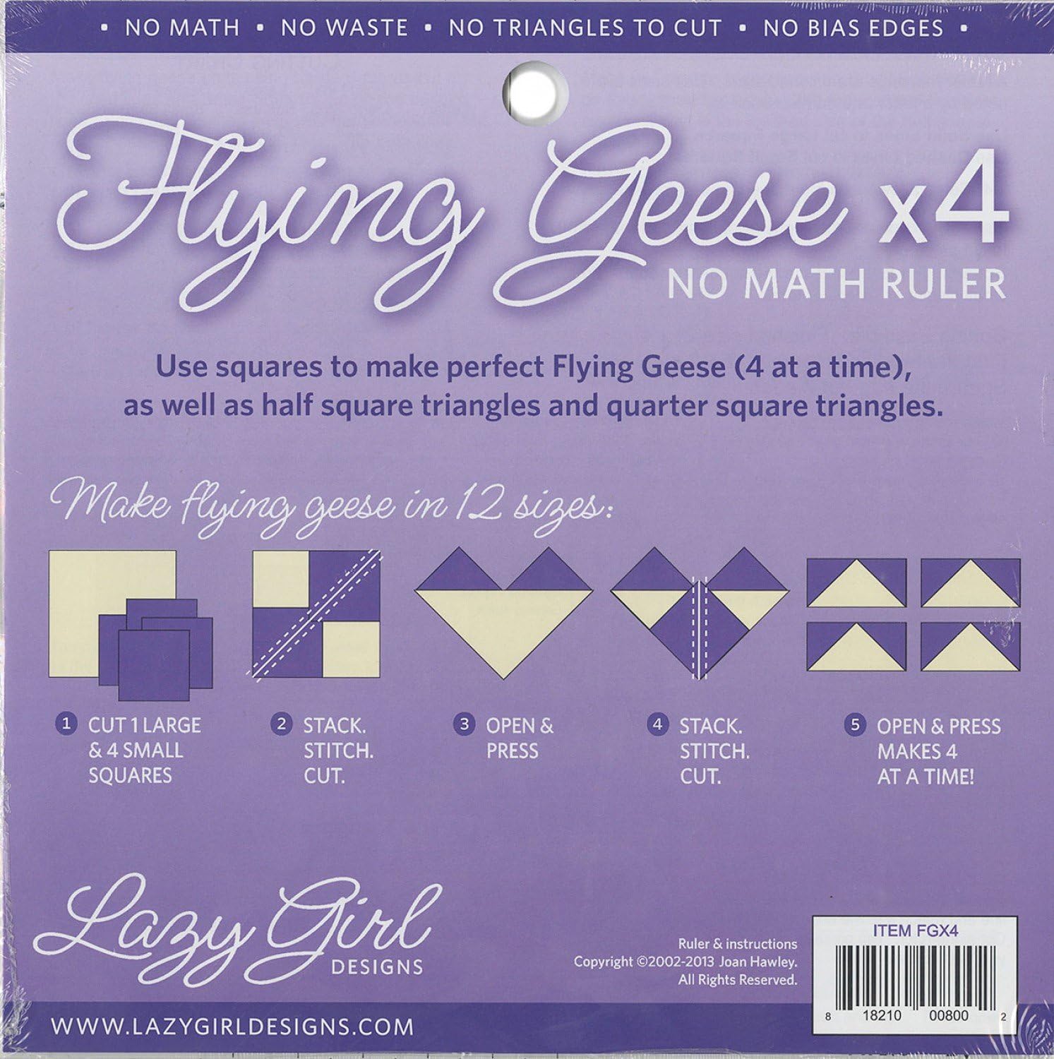 Lazy Girl Designs Flying Geese X 4 No Math Ruler 8 1/4" Square