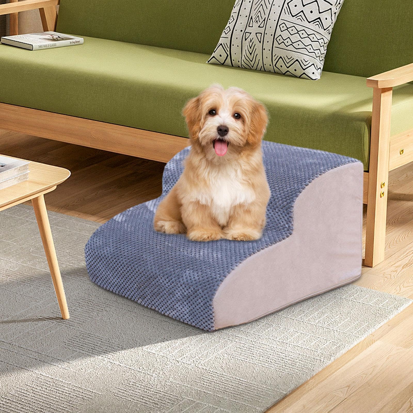 AWHAO 2 Steps Non-slip Dog Stairs for Small Dogs Puppy - Sofa Ramp, Pet Climbing Ladder, Gray, 37cmx39cmx25cm - Image 4