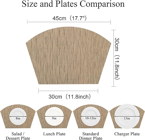 Miniatura 130 de SHACOS - Manteles individuales de PVC para mesas redondas, manteles individuales con curvatura, antideslizantes, resistentes al calor, de vinilo,