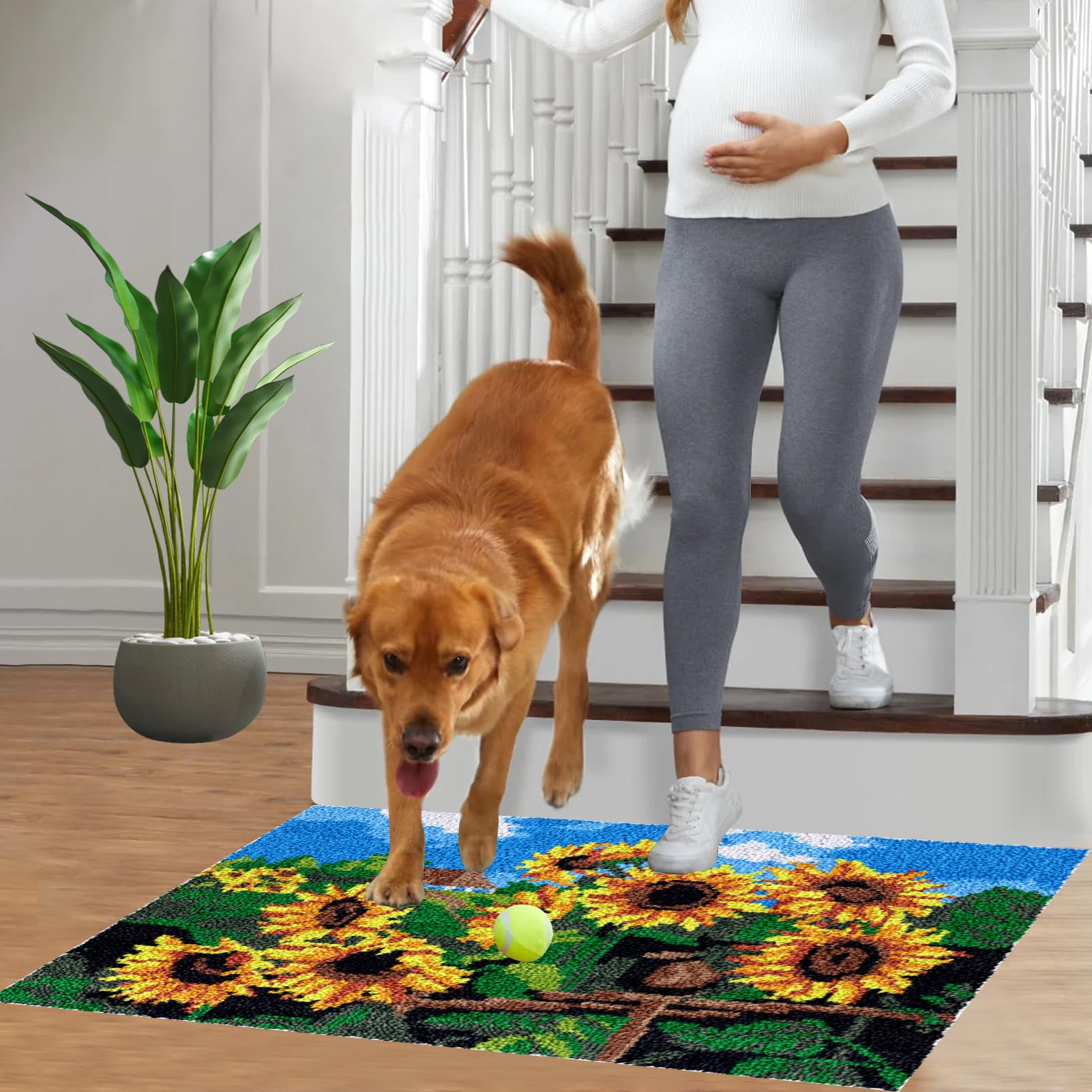 Knüpfteppich Zum Selber knüpfen, Knüpfteppich Teppich Kits Set - DIY Handarbeit Teppich Für Aldult, Super Einfache Unfertige Anfänger Leinwand Wandteppich, Entspannende Und Lustige Hobby 80 x 115 cm