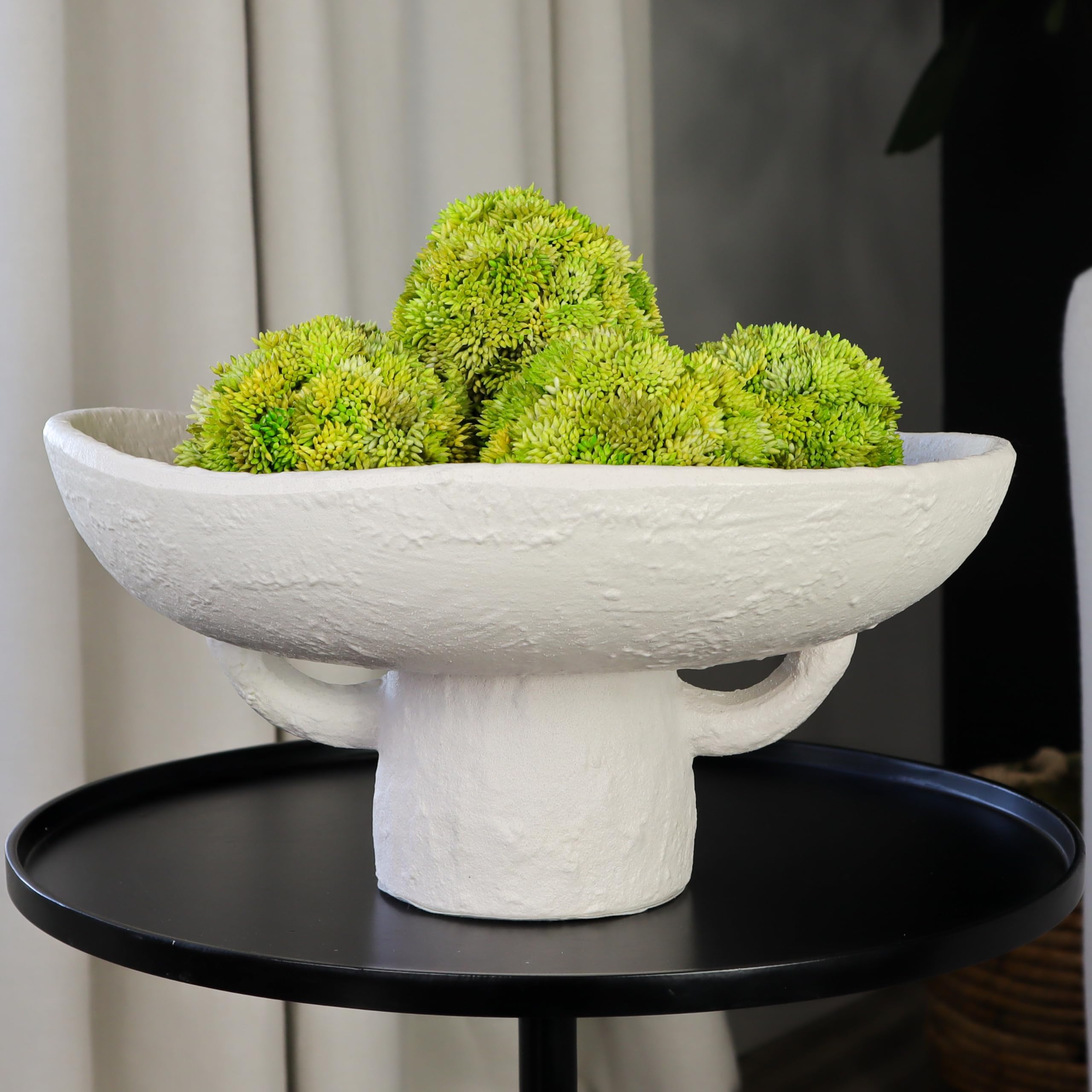 Modern Fruit Bowl For Kitchen Counter White Ceramic Footed Bowl
