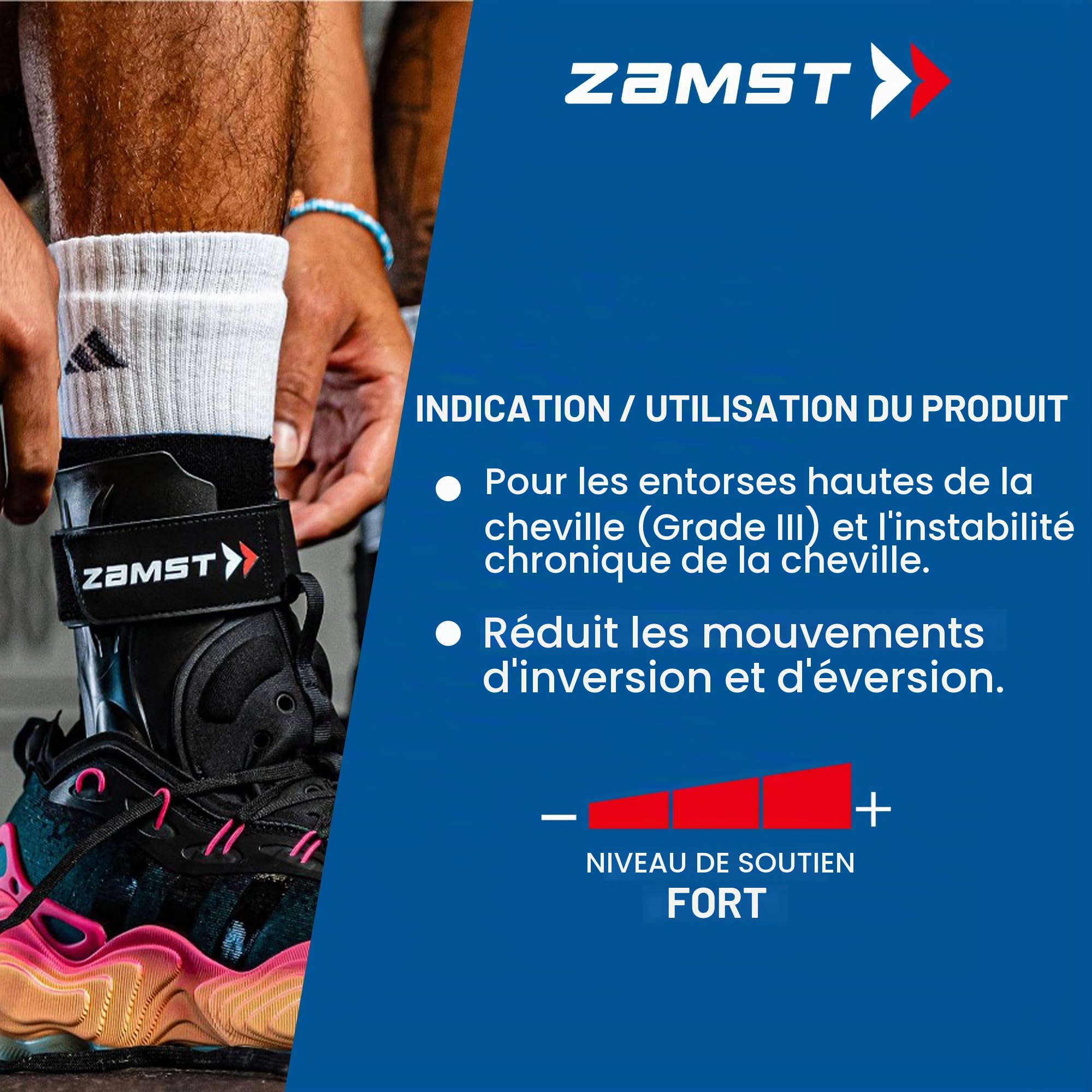 Zamst A2-DX Chevillère Noire de Sport – Support Respirant pour Cheville pour Hommes et Femmes avec Stabilisateurs Renforcés pour Entorse Grave de la Cheville – Pied Gauche, Taille S