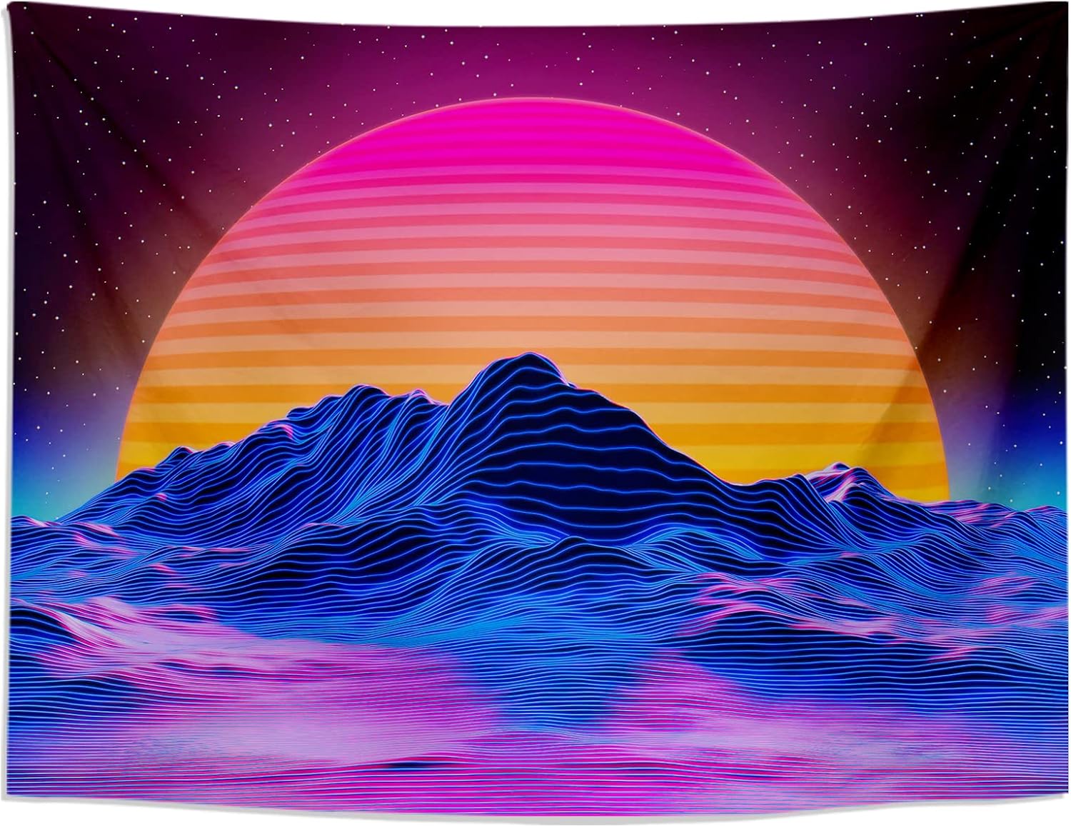 Cyberpunk Wandteppich 150x130cm - UV Neon Stadtbild Schwarzlicht Tapestry