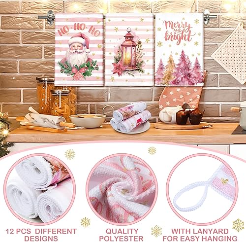 Miniatura 3 de 12 paños de cocina y paños de cocina de Navidad absorbentes para árbol de Navidad, renos, camiones, toallas de mano, decoración para suministros de