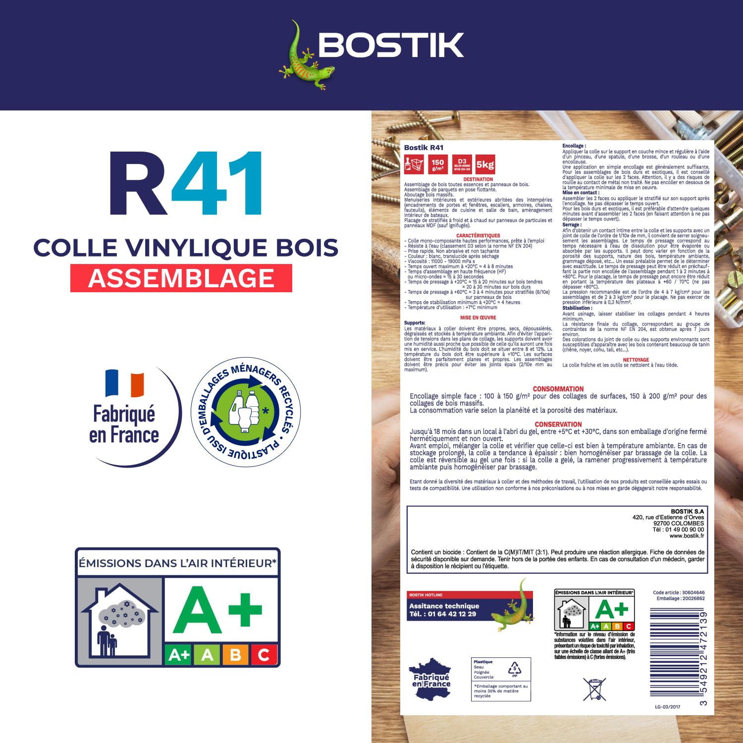Colle vinylique R 41 prise rapide seau de 5 kg