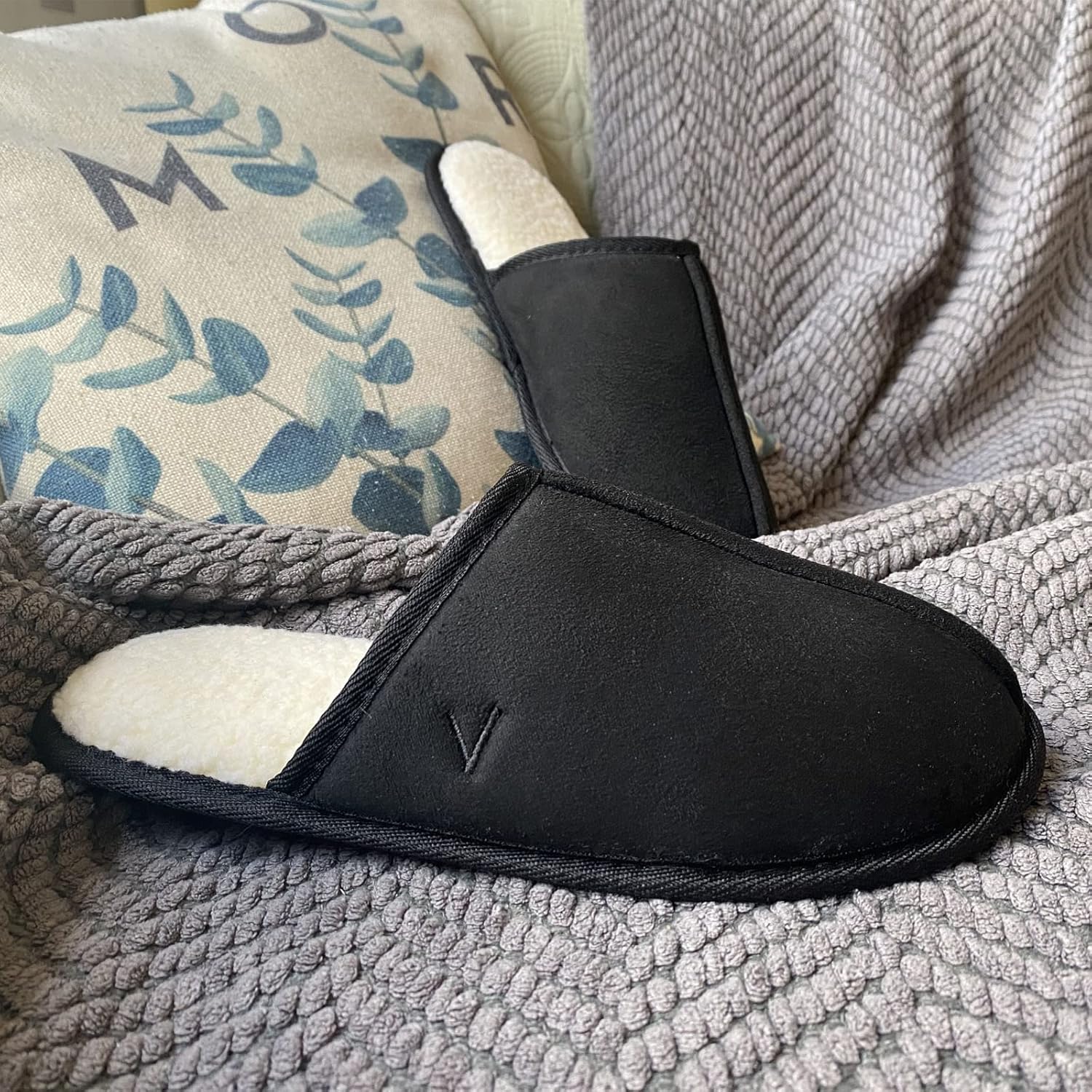 Mens Scuff Slippers Micro Suede Memory Foam Slide Clogs Slip on Indoor Outdoor House Shoes - Image 7