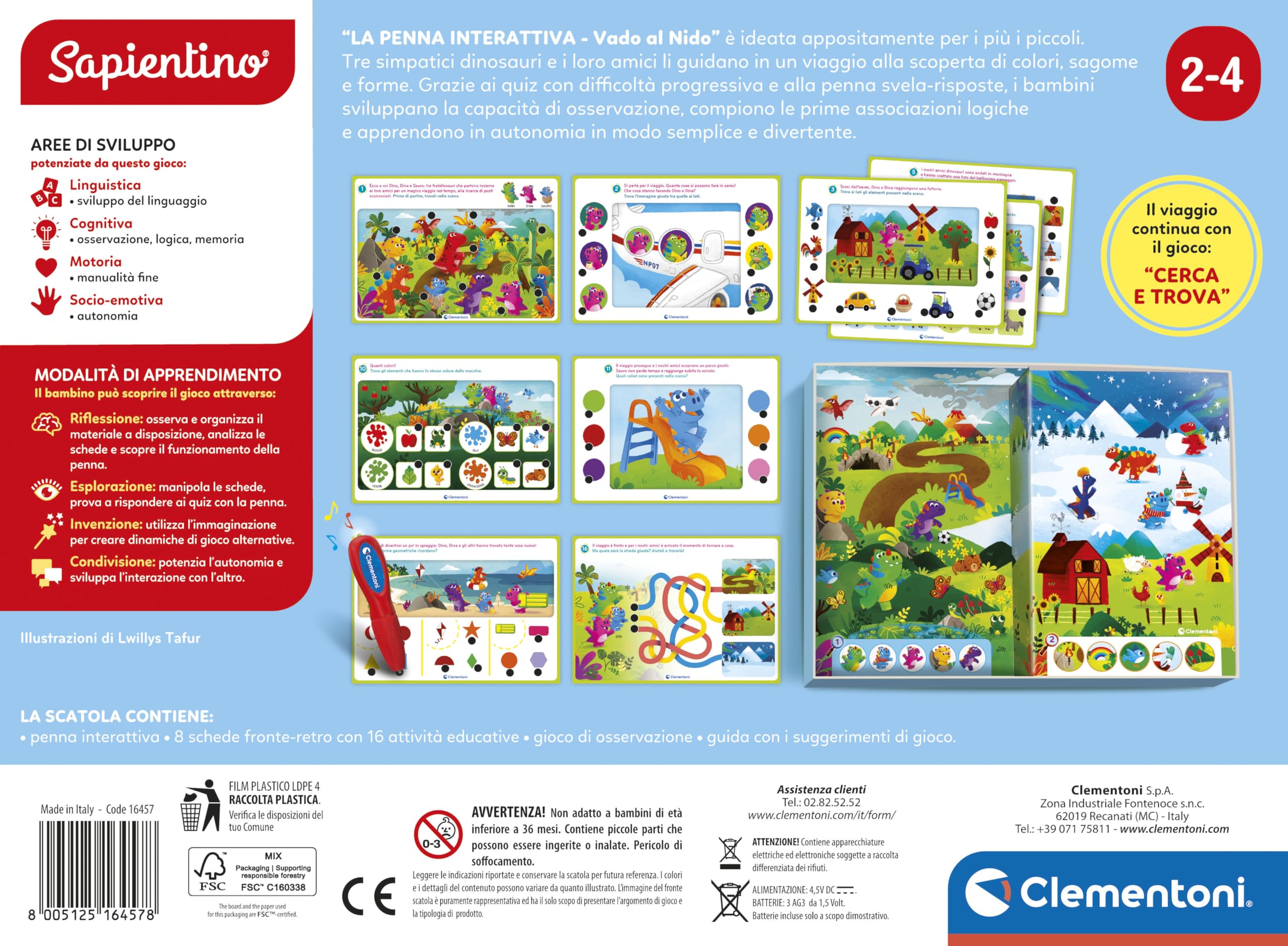 Clementoni Sapientino La Penna Interattiva Vado al Nido Gioco Educativo 2 Anni Elettronico Parlante