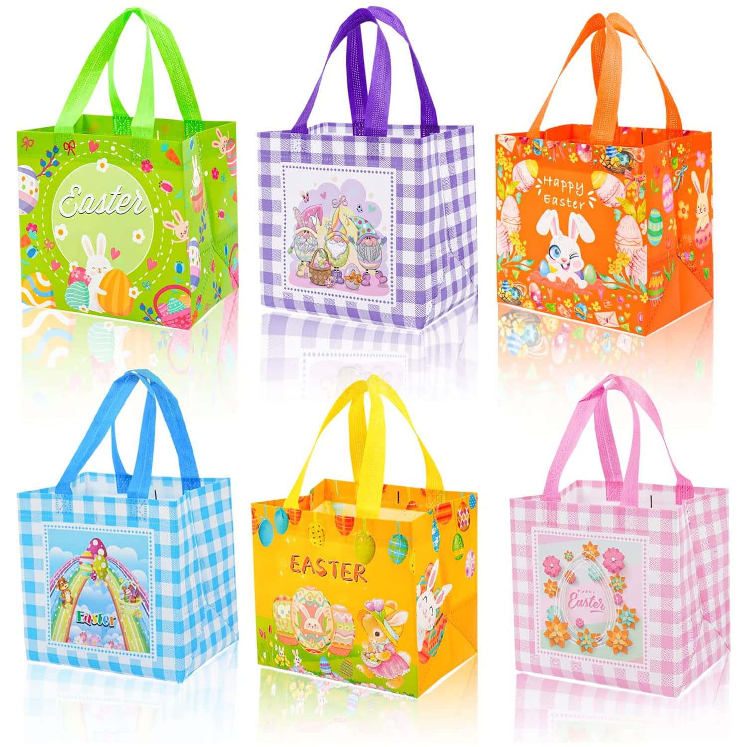 Pochette Paques 12 Sacs De Pâques Avec Poignées - 20.8x19.7x14.8cm - Tissu Non Tissé Pour Chasse Aux Œufs Chasse Aux œufs Décoration
