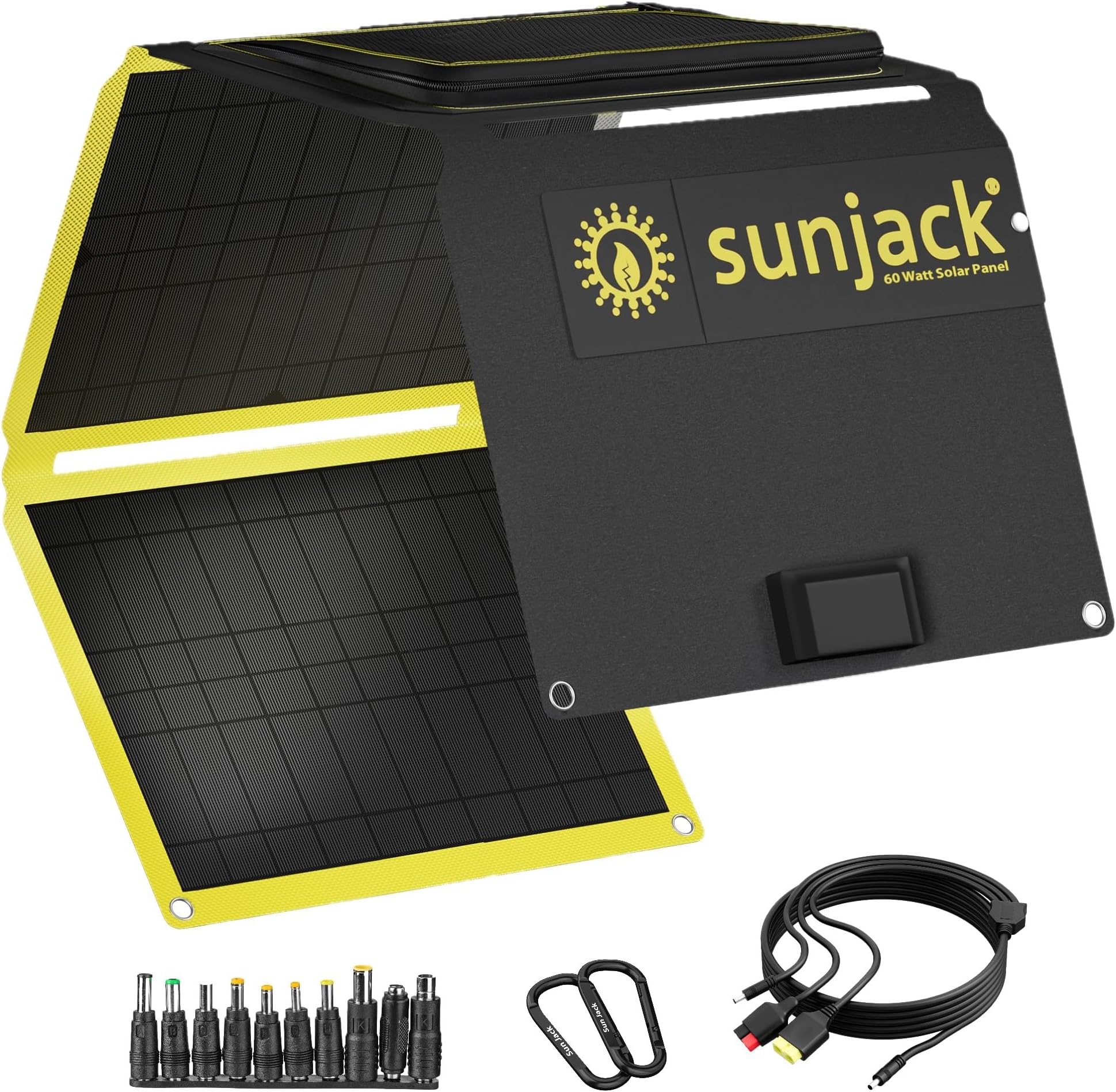 60W Folding Portable Solar Panel Charger with Kickstands, IP67 Waterproof ETFE and DC/USB-A QC3.0 / USB-C PD30 for Cell Phone, Laptop, Power Station, Backpacking, Camping, Hiking, Emergency