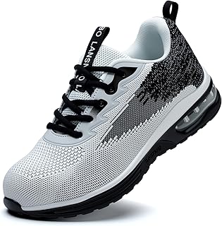 Steel Toe Shoes for Women Lightweight Breathable Safety Work Sneakers Non Slip Puncture Proof