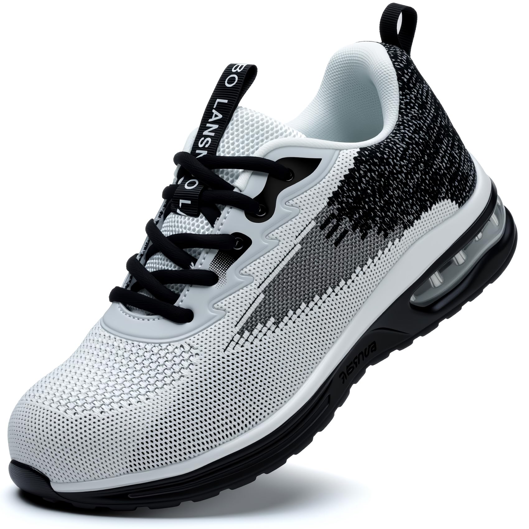 LANSNBO Steel Toe Shoes for Women Lightweight Breathable Safety Work Sneakers Non Slip Puncture Proof Utility Slip On Footwear for Industrial