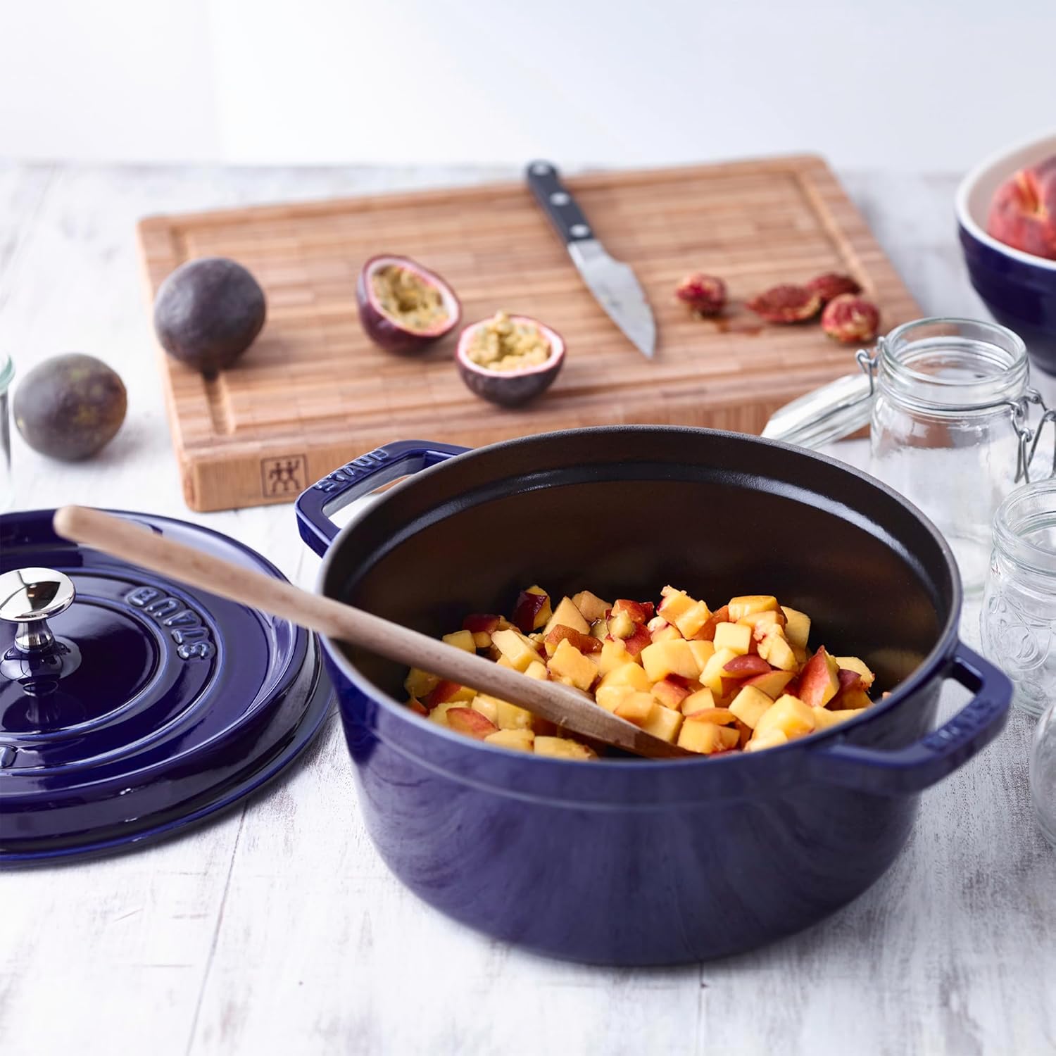 Staub Cast Iron 4-qt Round Cocotte - Dark Blue, Made in France - Image 5