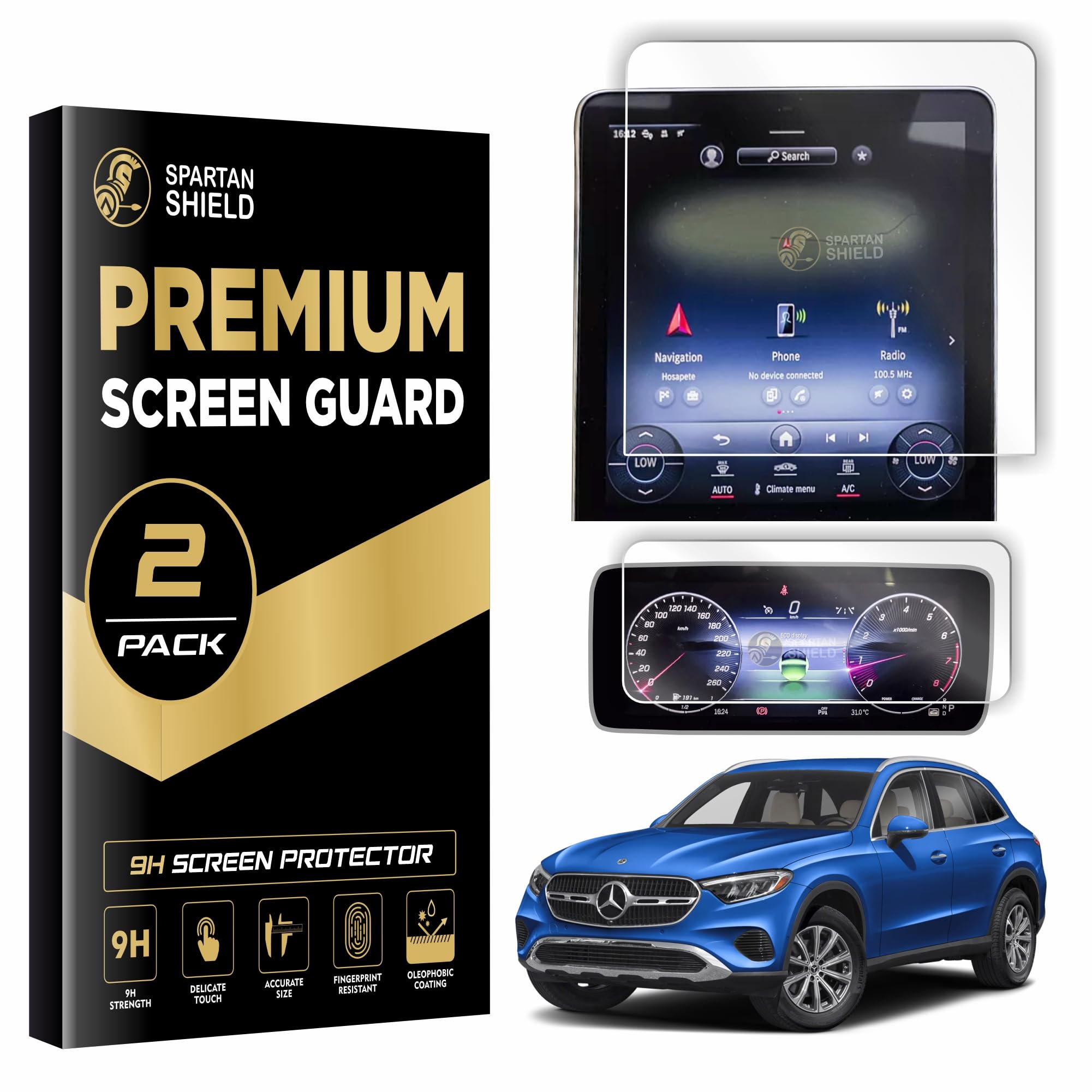 SCREEN PROTECTOR COMBO For MERCEDES BENZ GLC 2024 || 11.9 Inch Infotainment Touchscreen + 12.3 Inch Instrument Cluster Guard || Car Display Accessory [Not Tempered Glass]