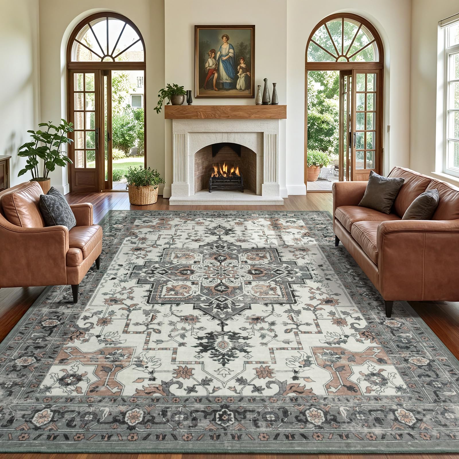 Carpelux 8x10 Large Vintage Non Slip Carpet