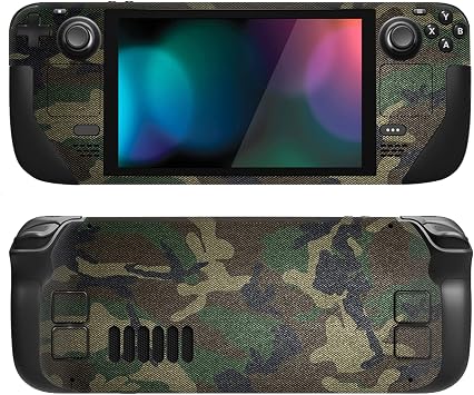 PlayVital Full Set Protective Skin Decal for Steam Deck LCD, Custom Stickers Vinyl Cover for Steam Deck OLED - Army Green Camouflage
