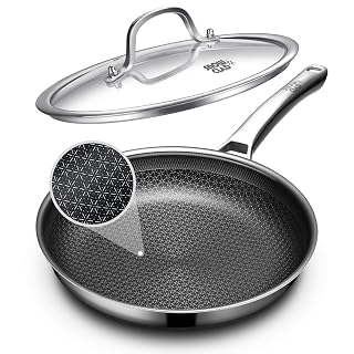 Non Stick Frying Pans 12 inch, Hybrid Frying Pans Nonstick with Lid,non stick Stainless Steel Skillets, Dishwasher and Oven-Safe Chef Pan, Induction Compatible Cooking Pan, PFOA Free Cookware - Amazon product rated Grade A