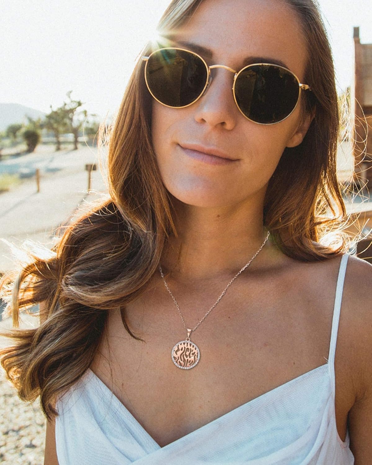 Alef Bet by Paula Shema Israel Hebrew Prayer Blessing Necklace for Women - Image 2