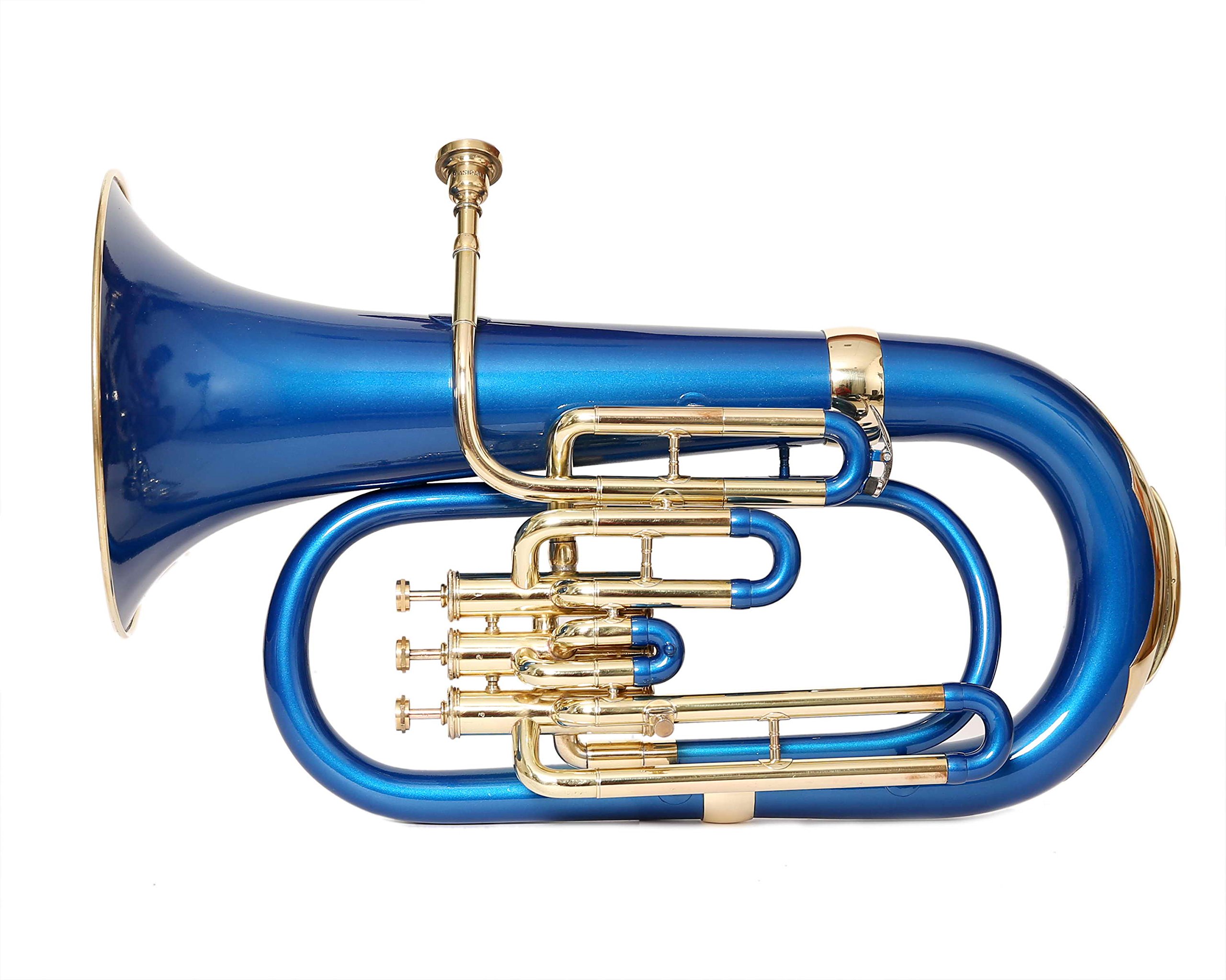 Euphonium 3 Ventil, BB Pitch, Premium Qualität inkl. Mundstück und Tragetasche (Blaues Messing)