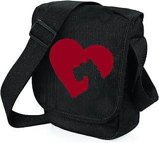 Borsa Schnauzer, Borsa a tracolla nera con cuore rosso e silhouette Schnauzer