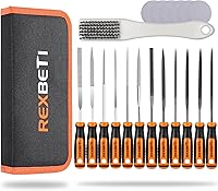 REXBETI 19Pcs Precision Needle File Set: Diamond & Jewelers Files for Metal, Woodworking, Jewelry with Sandpaper, Brush & Case