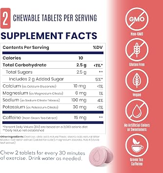 SaltStick Chewable Electrolytes with Caffeine - 60 Citrus Burst Electrolyte Energy Tablets - Just Chew It, Electrolyte Energy Chews for Hydration - 60 Count