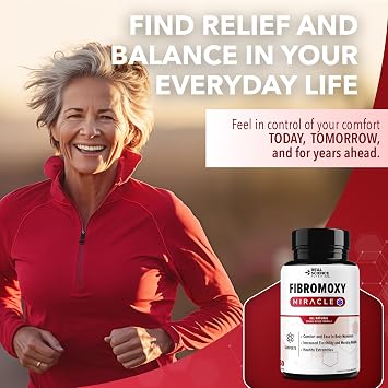 Real Science Fibromoxy Miracle All Natural Fibromyalgia Relief Supplement for Pain, Stiffness & Fatigue with Vitamins B6, B12, C, D, K + Nitric Oxide Support Neurological & Circulatory Aid, 60Caps