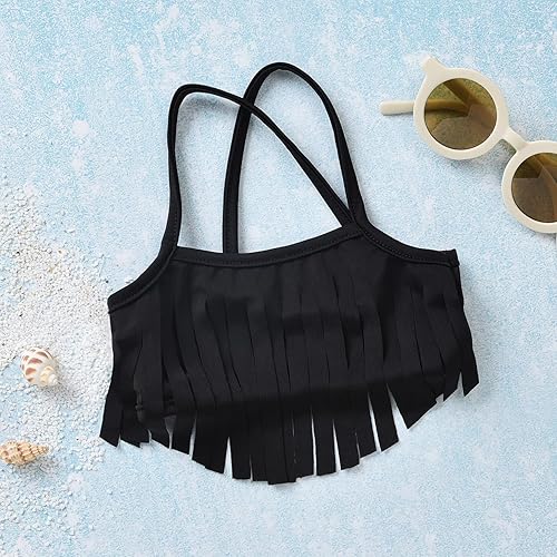 Vista 2 de Traje de baño de dos piezas con borlas, traje de baño de verano para niñas pequeñas
