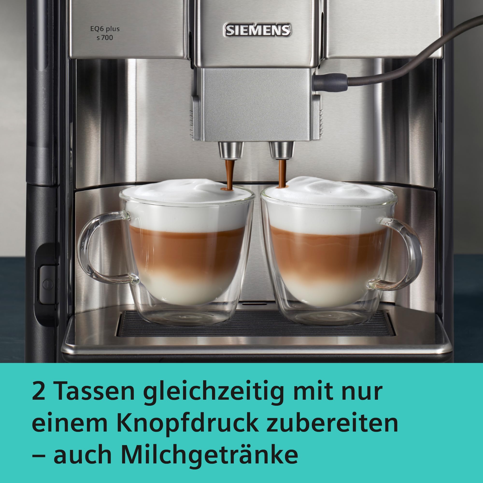 Siemens EQ6 plus s700 Kaffeevollautomat, Milchsystem, 12 Getränke, Keramikmahlwerk, Touchdisplay, Edelstahl
