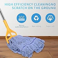 Vista 2 de Trapeador comercial con mango de 63 pulgadas, trapeador industrial resistente, con extremo de bucle, para limpieza de suelos para almacén, taller