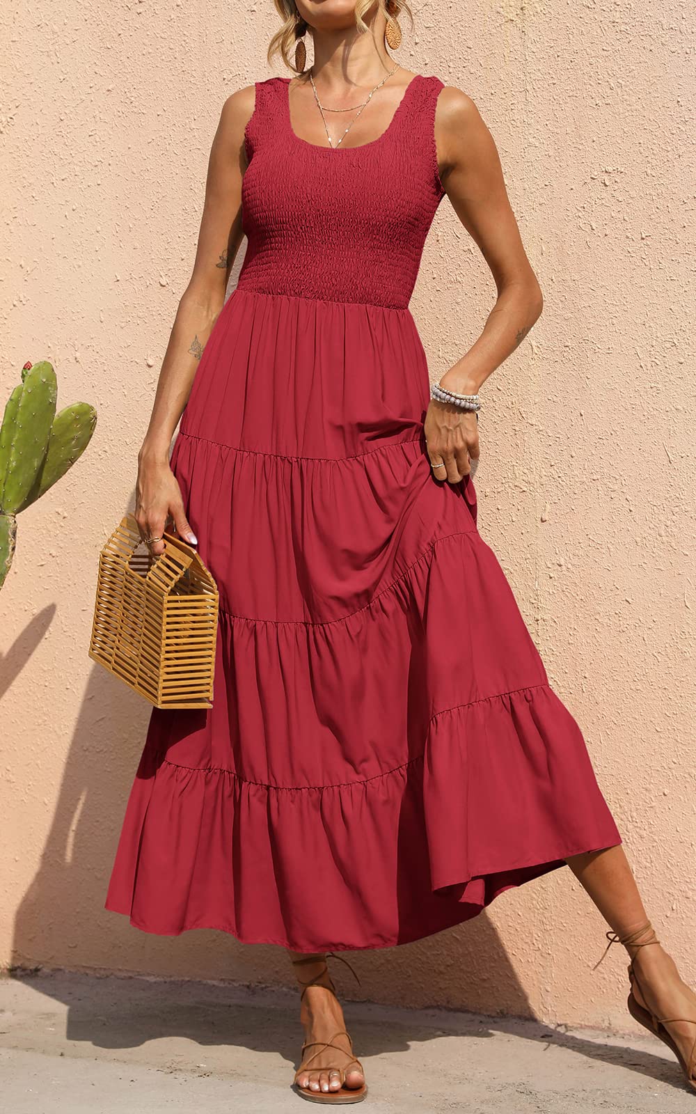 PRETTYGARDEN Smocked Tank Summer Dresses For Women 2025 Sleeveless Wedding Guest Dresses For Women Long Dress Vestido Informal Mujer