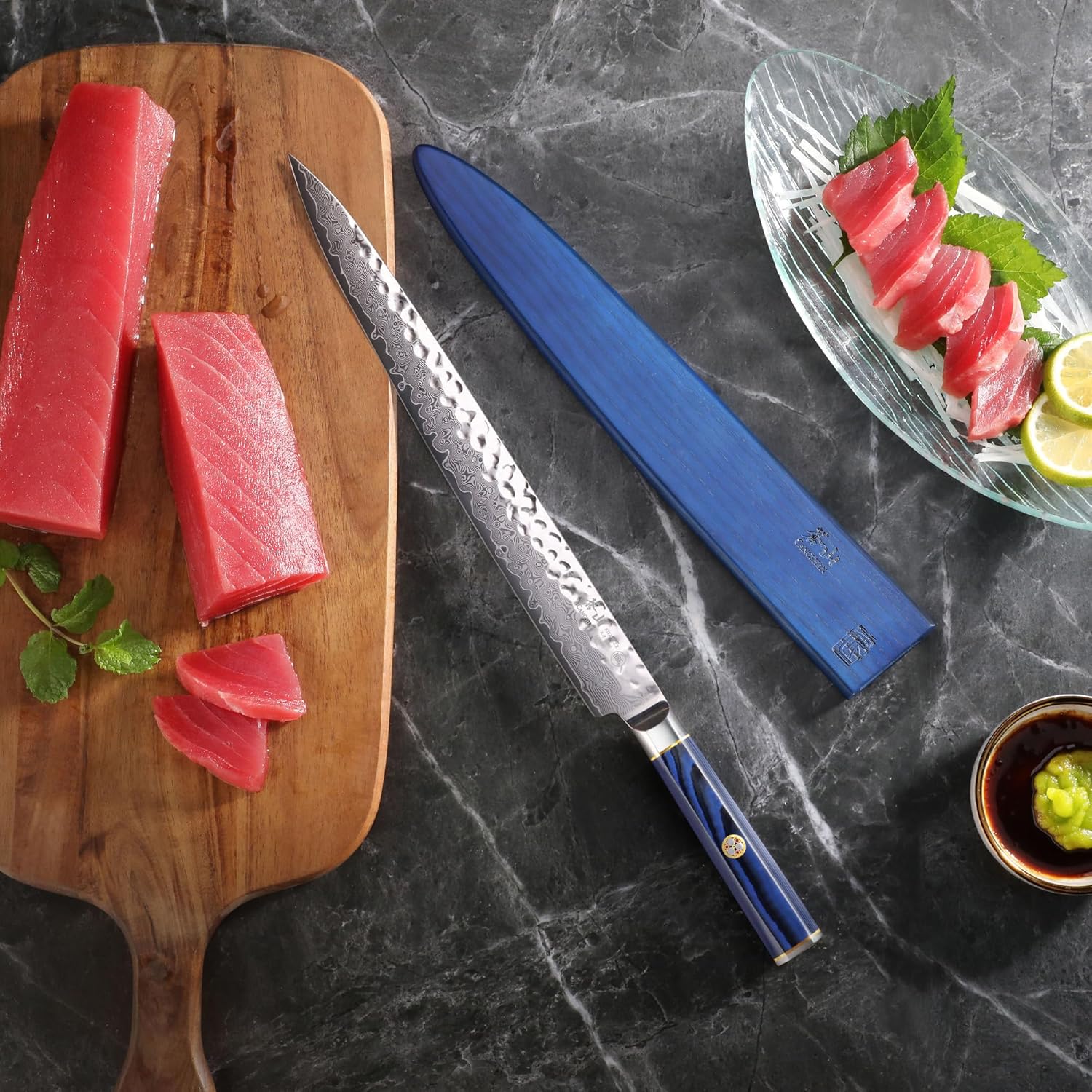 Cangshan KITA Series 12-Inch Sashimi Knife with Sheath, High Carbon X-7 Damascus Steel, 501486 - Image 5