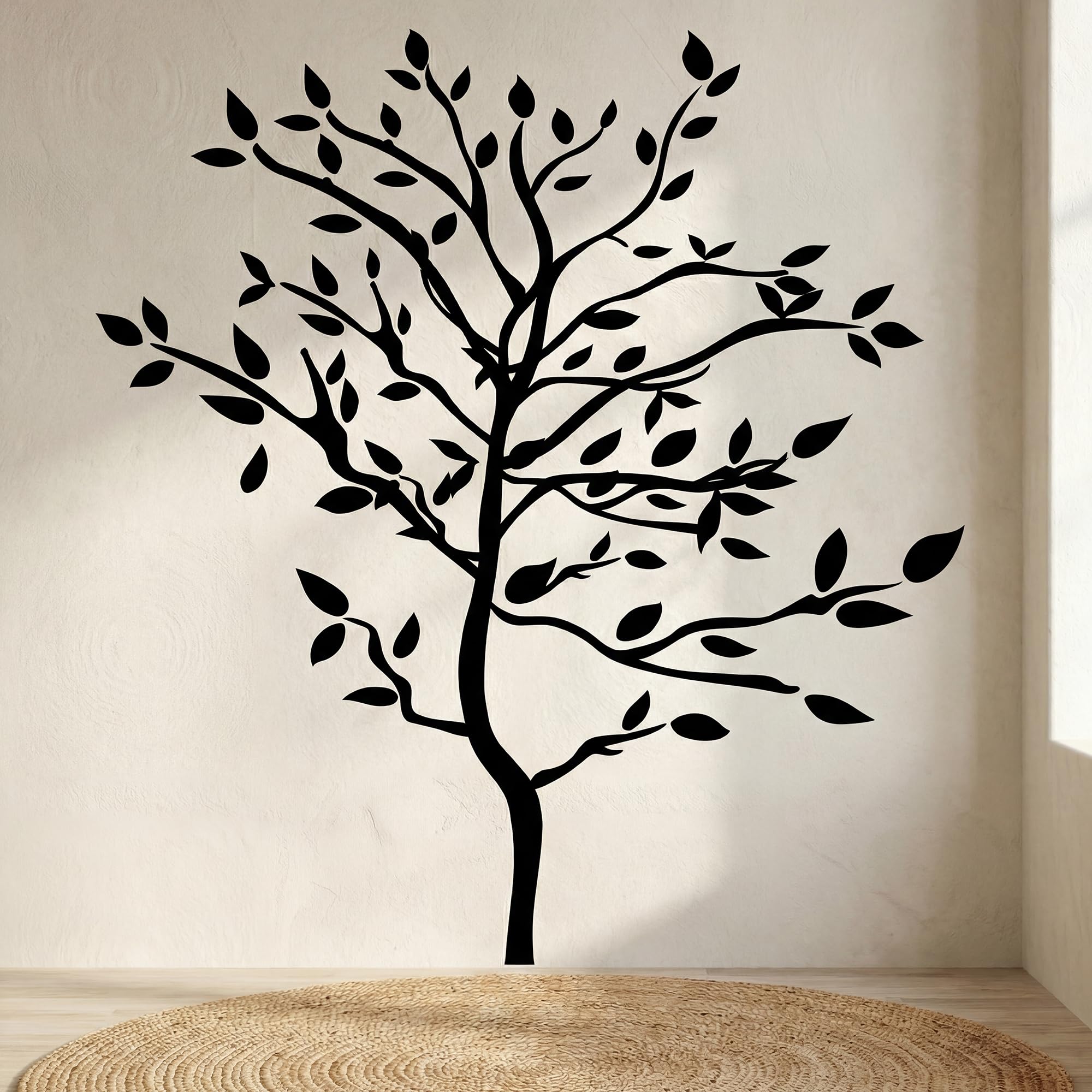 HMETOL Large Tree Branch Wall Sticker Decal Wall Art Decor Peel and Stick Living Room Home Decoration 58 PCS Black 130 x 43 cm