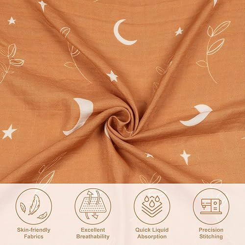 Miniatura 4 de Manta de muselina neutra, manta para bebé, unisex, suave 70% viscosa de bambú y 30% algodón, grande de 47 x 47 pulgadas, manta de luna bohemia