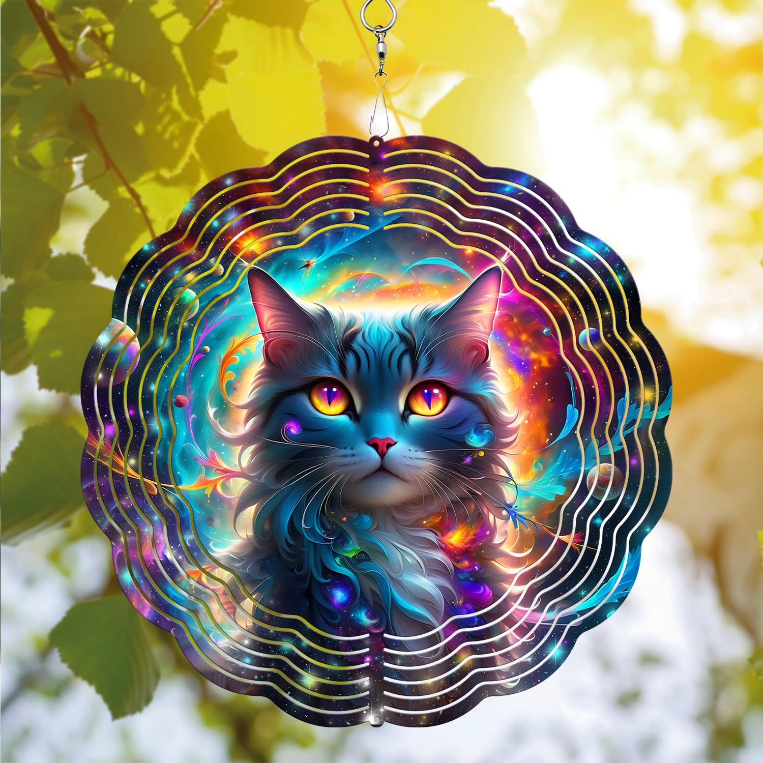 Celestial Cat Wind Spinner, Celestial Cat Wind Spinner Hanging for Yard and Garden, Unique Gift Wind Spinner, 3D Hanging Wind Spinner Outdoor